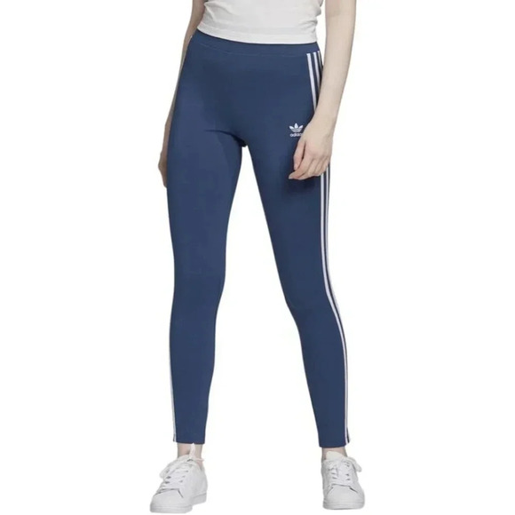 Adidas Originals Adicolor Classic Shadow Navy Three Stripe Leggings - Picture 1 of 7
